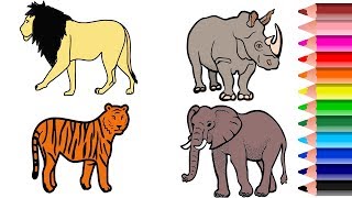 Wild Animal Coloring Pages || Names and Colors || Drawing and Coloring Animals