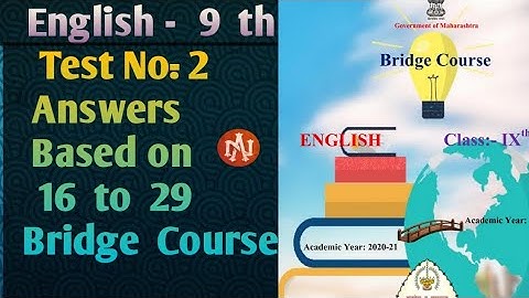 Std 9 English Test - 2 | Bridge Course | Complete Answers of Questions | By Narayani Tech Academy