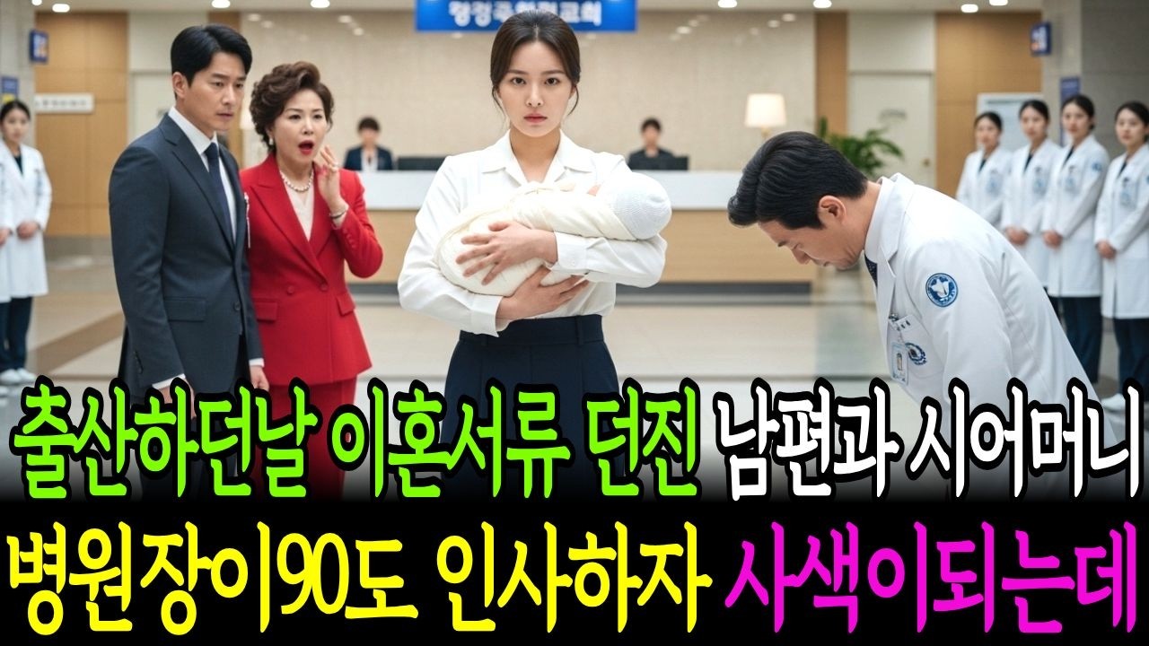 출산하는 날 이혼서류던진 시어머니와 남편 병원장이 90도 인사하자 사색이되는데