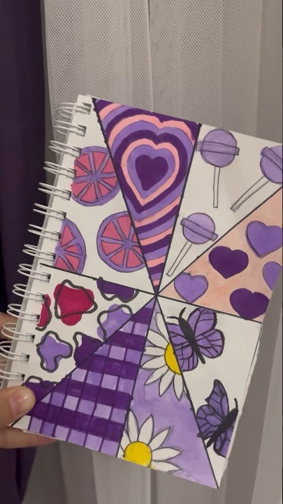 💜Sketchbook purple and pink theme💗 #art #drawing #notebook #relax #satisfying #sketchbook