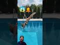 Running and jumping high in the clean swimming pool #shorts
