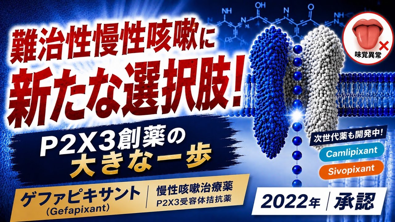 承認薬シリーズ】2. 慢性咳嗽治療薬 P2X3 Gefapixant 2022年承認 - YouTube