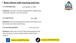 Basic Idioms With Meaning And Use