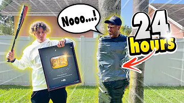 Subscriber DESTROYS my GOLDEN PLAY BUTTON 💔 ( 24 Hour Challenge)