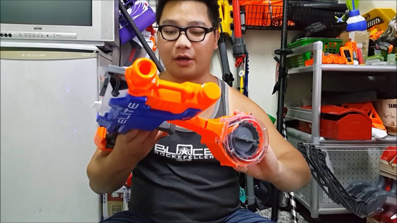 靖元nerf軍火庫16最新槍款nerf 強速擊連發機關槍nerf Hyper Fire 橙機版 Youtube