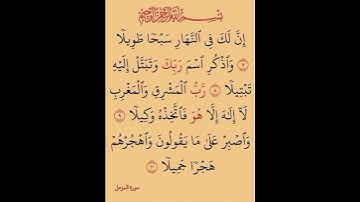 سورة(المزمل)القارئ الشيخ صلاح بوخاطر....💞😘💕🌹🍂