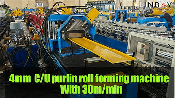 【CU Purlin】Linbay-C U purlin roll forming machine with flying shear and punch