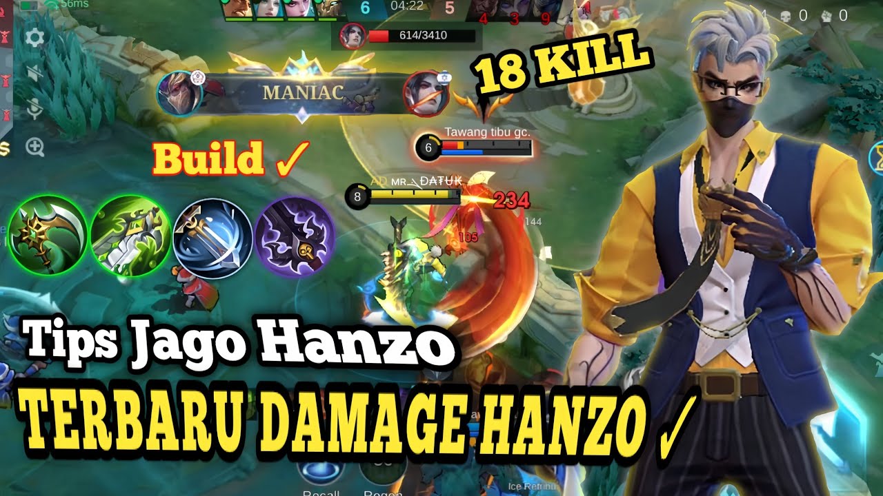 18 KILL !! TIPS JAGO HANZO. BEST BUILD HANZO TERSAKIT 2026, TERBARU DI ...