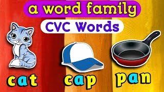 A Word Family 3 Letter Words Reading Words Cvc Words For Kindergarten Watrstar