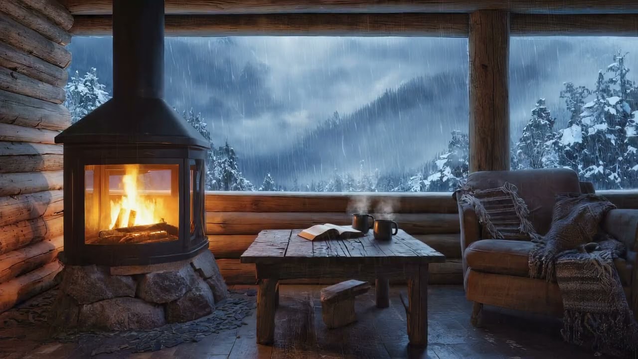 Sounds of Winter Ambience 🔥❄️ Fireplace, Snow, Cozy Cabin | No Music (3+ Hours)