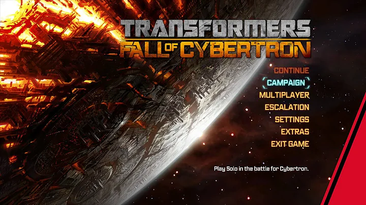 Transformers Fall of Cybertron Main Menu Theme Song | ( 60fps )