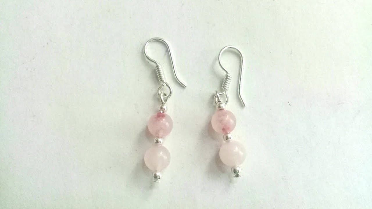 Aretes Cuarzo Rosa y Plata DIY Bisuteria - YouTube