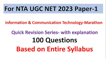 For NTA UGC NET 2023 Paper 1|| ICT-Marathon|| Quick Revision Series  with explanation