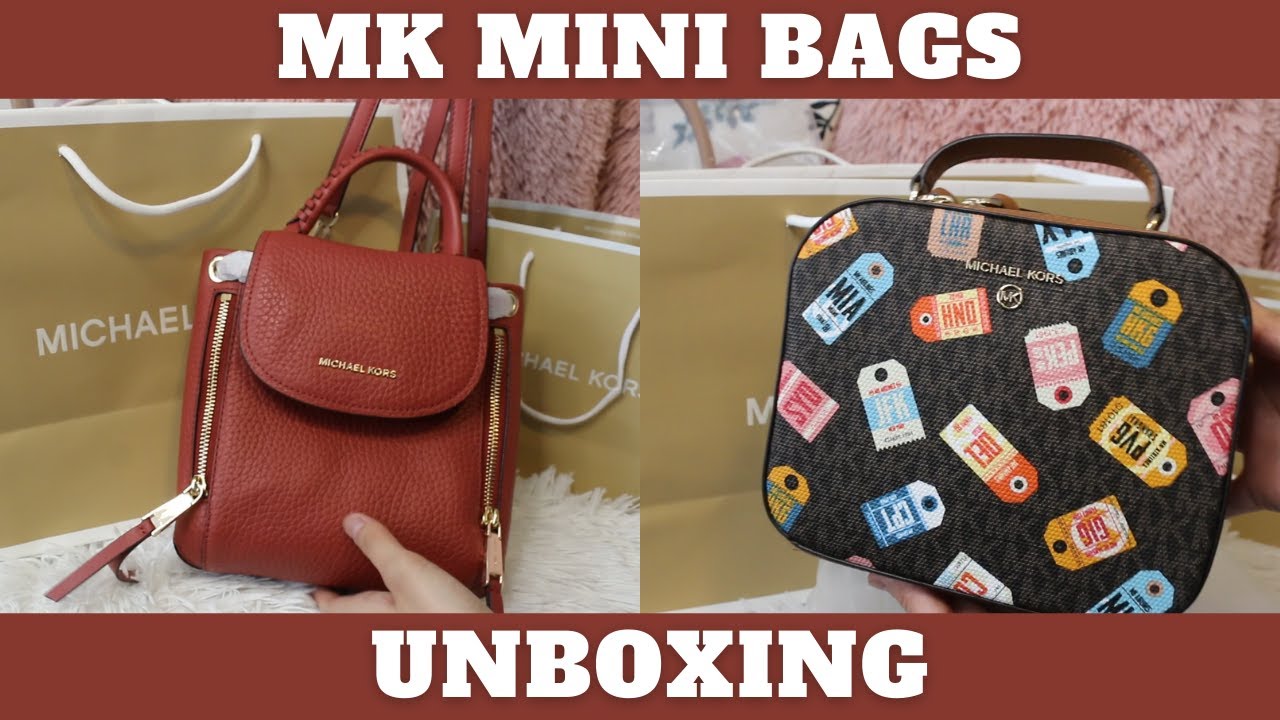 MK Mini Bags Unboxing - Viv Extra-Small Pebbled Leather Backpack, Jet Set  Charm Brown Multi