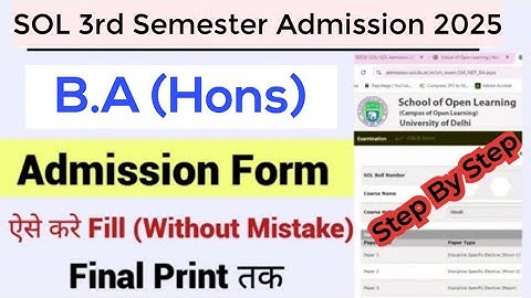 How To Fill DU SOL 3rd Semester Admission Form 2025 | SOL B.A Hons. 3rd Semester Exam Form Fill Up