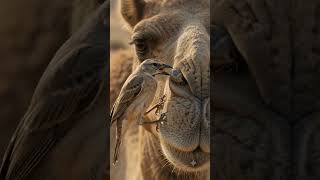 "Camel's Nose Fold Wasn't Giving This Up 🐫🐦"#Symbiosis #CamelFacts