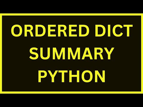 Summary Of OrderedDict
