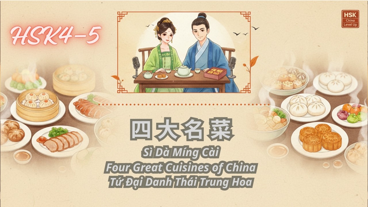HSK4–5｜Tứ Đại Danh Thái Trung Hoa 🍜 Luyện Nghe Tiếng Trung + Văn Hóa Ẩm Thực (2.5 Hours Podcast)