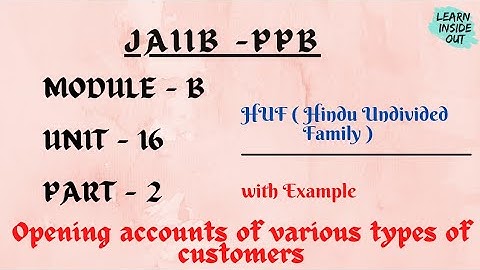 JAIIB | PPB MODULE B UNIT 16  |HUF Hindu Undivided Family | in Tamil #Jaiib#caiib
