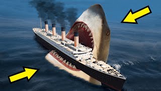 GTA 5 MEGALODON हमले टाइटैनिक मूवी (टाइटैनिक डूब और पानी के नीचे दृश्य) GTA 5 MODS screenshot 2