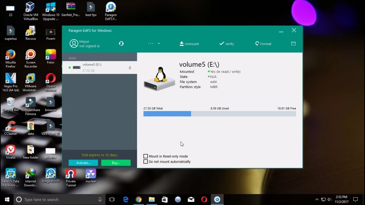 How To Mount Linux Drive In Windows 7 8 10 Youtube