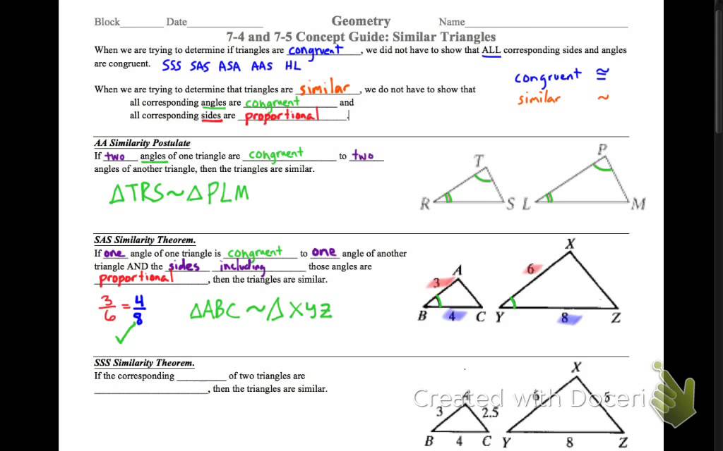 geometry 7-4/7-5 concept guide: similar triangles - YouTube