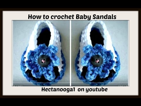 HOW TO CROCHET BABY SANDALS (blue and white)