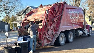 Community Disposal Kenworth Rear Loader Garbage Truck on Manual Trash