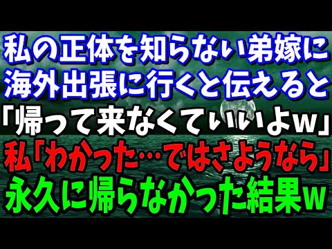 【スカッとする話】 私の正体を知らない弟嫁に海外出張に行くと伝えると「帰って来なくていいよ？実家暮らしの寄生虫の顔なんか見たくもないw」私「わかった…ではお達者で」→永久に帰らなかった結果