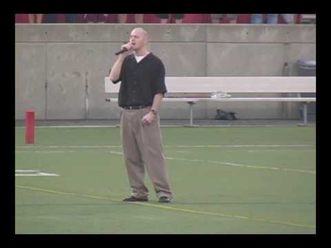 Steven Archdeacon singing the National Anthem 4-18...