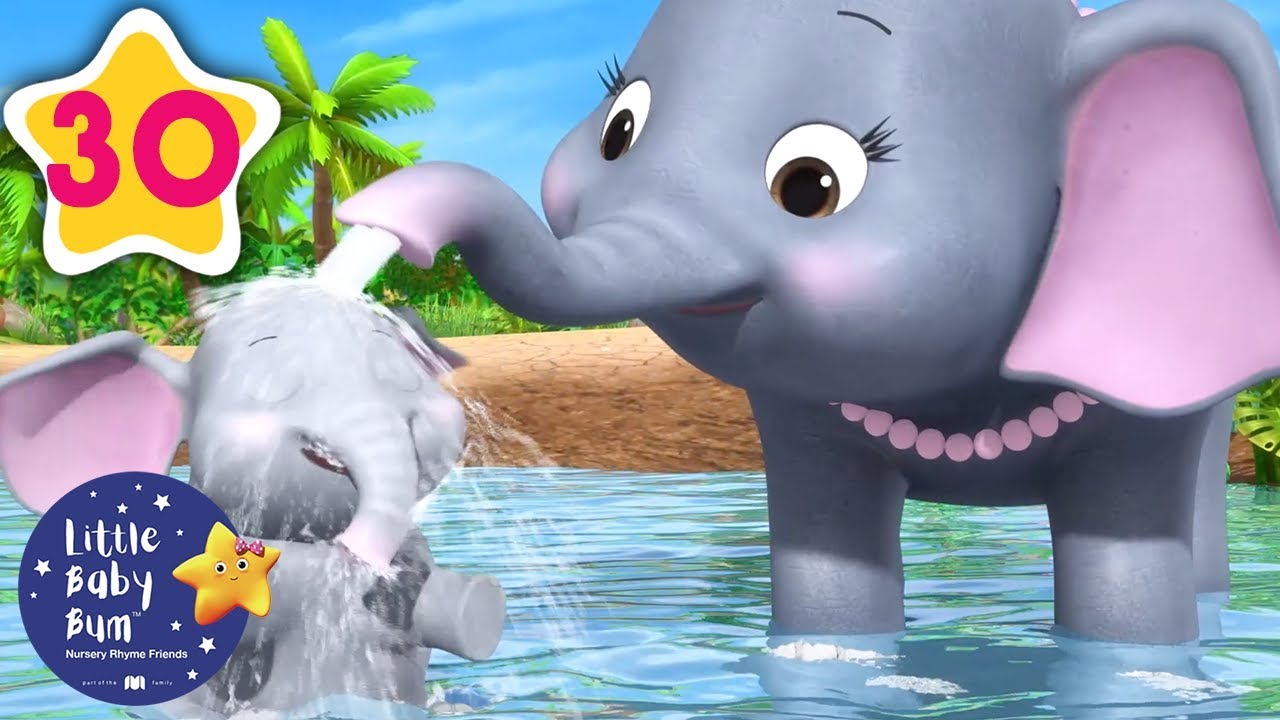 5 Elephants Having A Wash  30 Minutes of Nursery Rhymes  Learn With LBB   howto