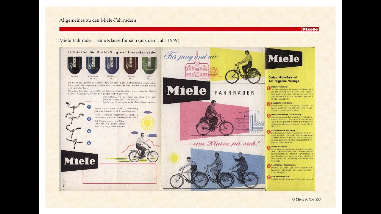Miele Fahrrad/Miele Fahrräder/Infos/Baujahr/Farben/Alte Fahrräder