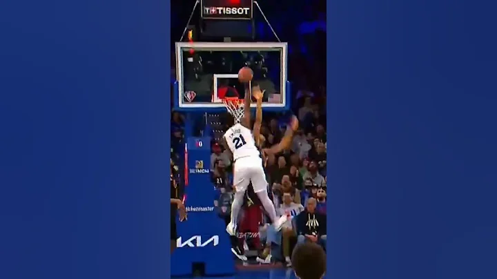 Joel Embiid with a thunderous dunk on Jarrett Allen 😤 #shorts #nba #basketball