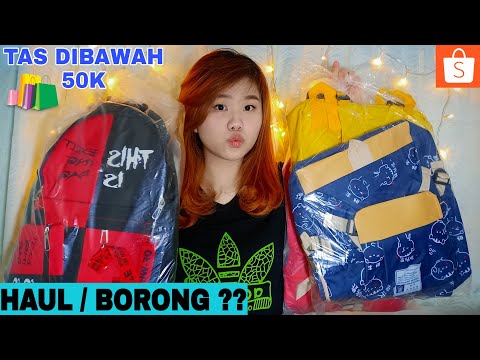 Shopee haul~Unboxing Tas sekolah murah harga dibawah 20rbuan || tas ala korea. 