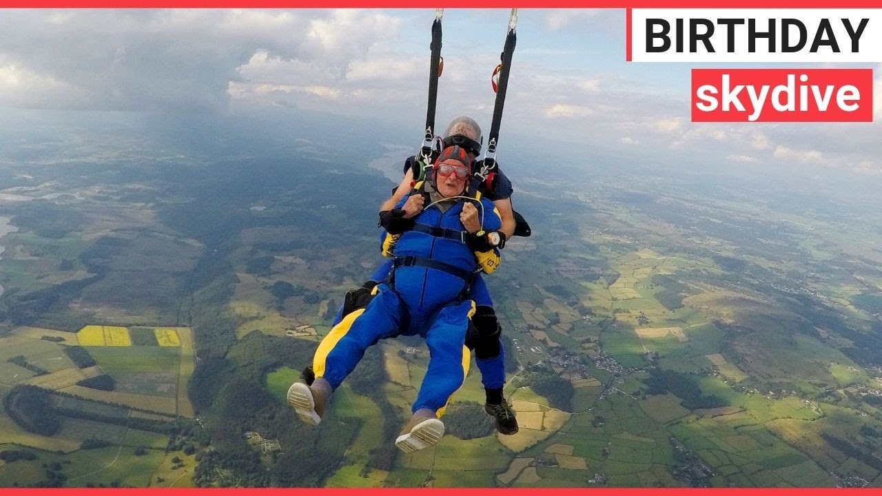 celebrated renowned 100-year old celebrates birthday by skydiving | SWNS TV