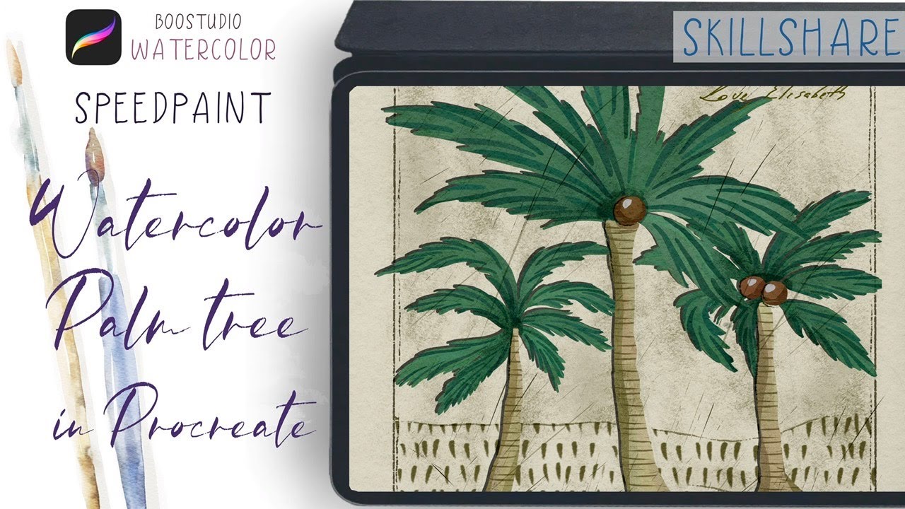 Gouache and Watercolor Palm Trees in Procreate - Easy Digital Tutorial on IPad - Skillshare class