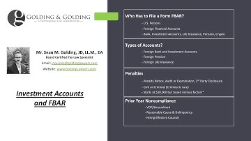 What FBAR Investment Accounts are Reported on FinCEN 114