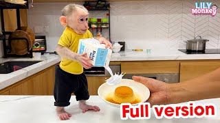 Smart monkey Lily helps dad make Caramel Flan | Full version