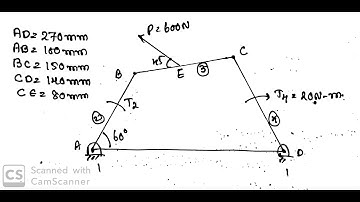 Static Force Analysis four bar mechanism WHEN TORQUE IS GIVEN