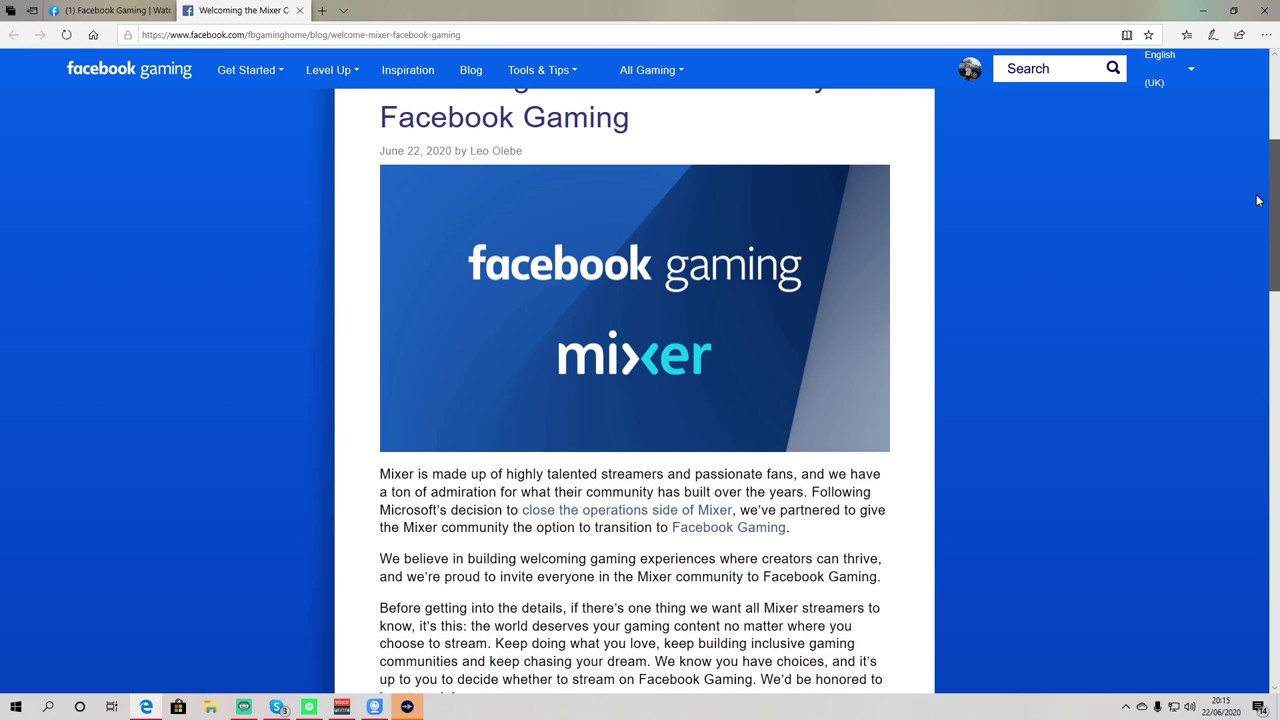 Breaking news - Mixer closing - Facebook takeover