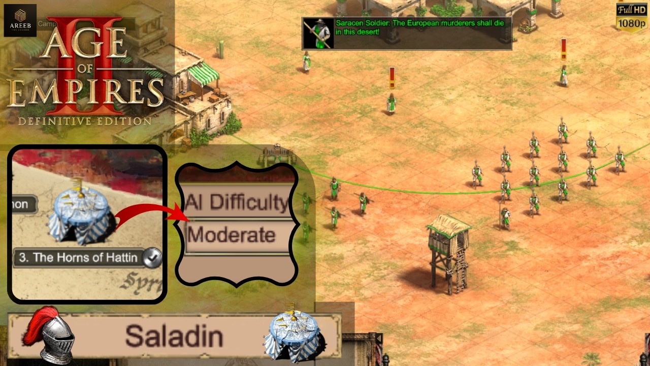 Age of Empires 2 – Saladin Mission 3: The Horns of Hattin | Moderate Walkthrough