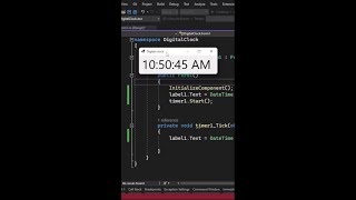 C# Winforms - Digital Clock with 3 Lines of Code #shorts #.NET #winforms