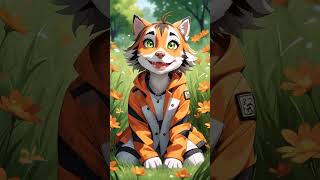 Girl in Anthro Furry Tiger TF Fantasy Art #shorts