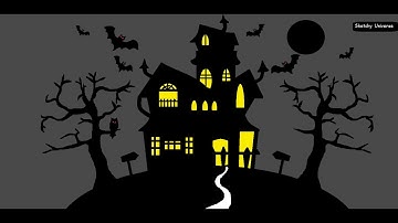 How to Draw Haunted House in Microsoft Paint | Easy Drawing Tutorial | Sketchy Universe.