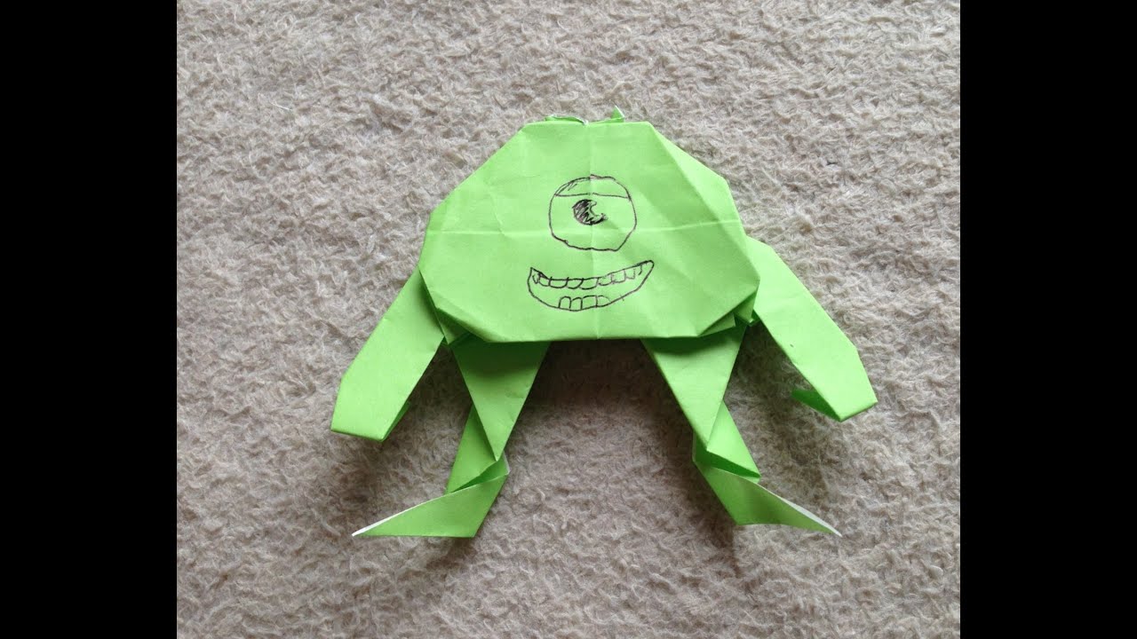 折り紙 モンスターズインク マイク 折り方 作り方 Monsters Inc Mike Wazowski Origami Youtube