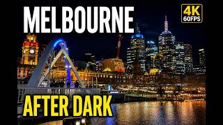 Melbourne Night Walk | Flinders Street Station, Bourke Street Mall & Hardware Lane 4K