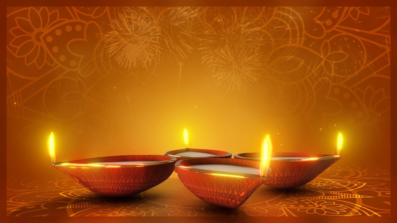 🌼 Golden Diya Light 4K Diwali Background – Peaceful No Copyright Video