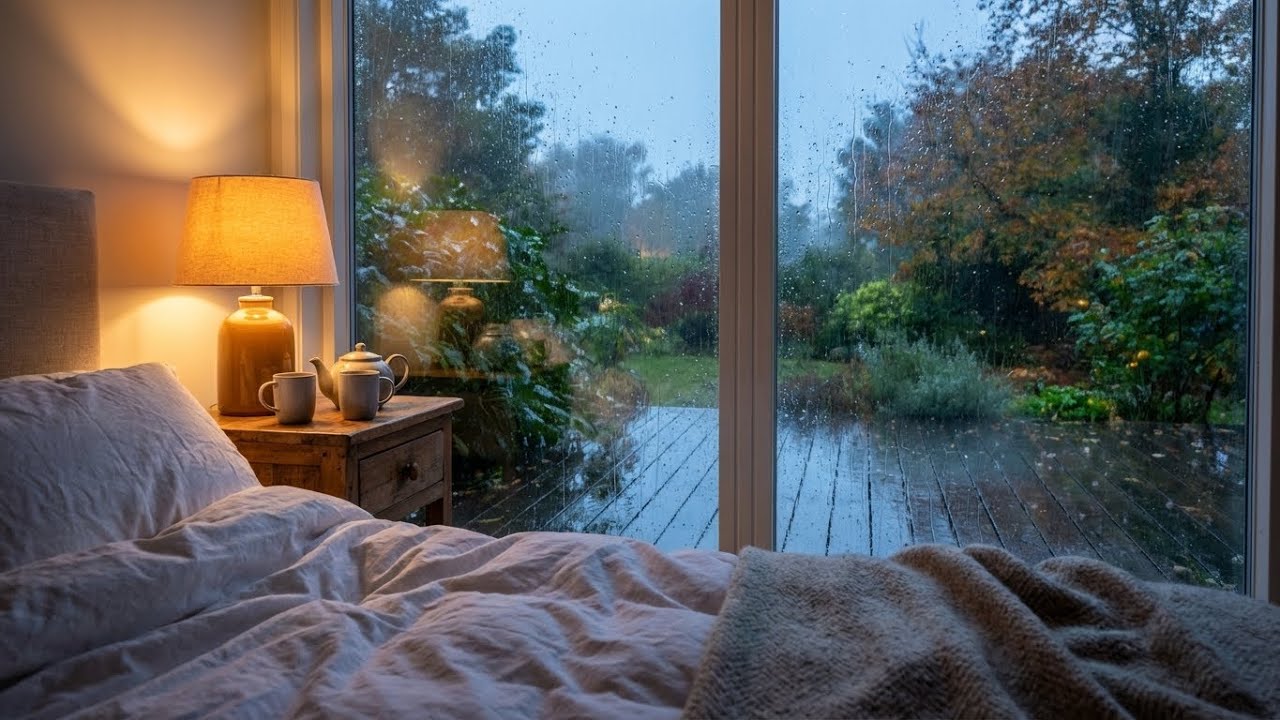 [Deep Healing] Rainy Night Sounds with Misty Autumn Garden View to Restore Your Energy ✨🌙
