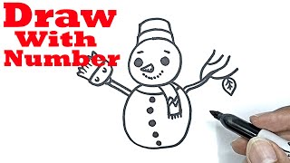 how to draw a snowman with number 0 drawing with number