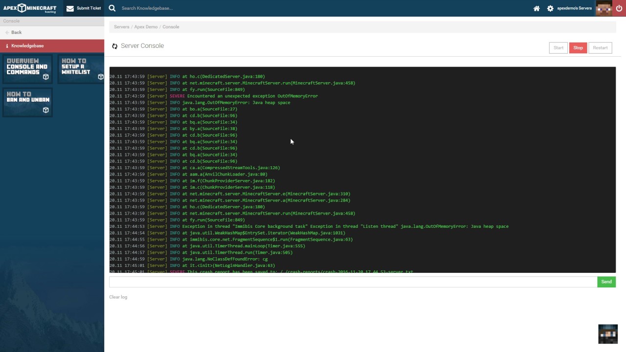 Minecraft Error Outofmemoryerror Java Heap Space Apex Hosting